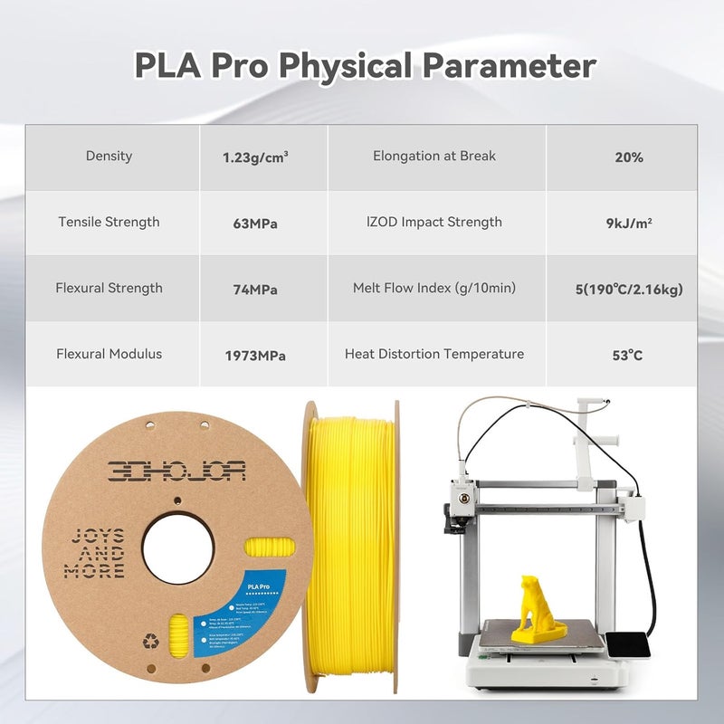 3DHoJor PLA+ Filament 1.75mm, 3D Printer Filament PLA Plus, Cardboard Spool 3D Printing Filament, Dimensional Accuracy +/- 0.03 mm, Yellow, 1kg - Image 5